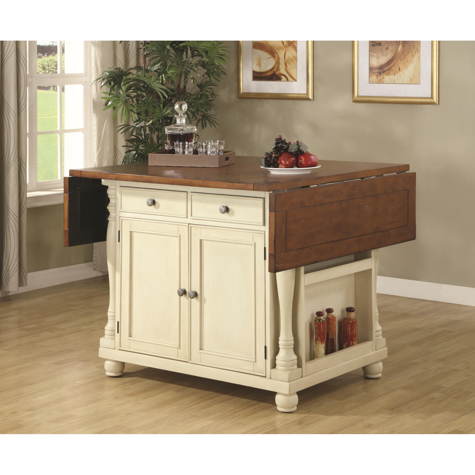 Coaster Kitchen Carts 102271 TwoTone Kitchen Island with Drop Leaves